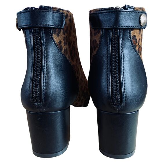 VIa Rosa Leopard print black camel Ankle Booties boots size 9 microsuede - Picture 4 of 8
